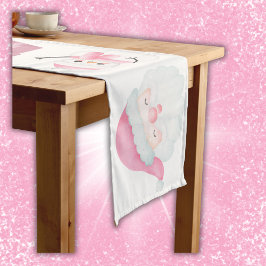 Caminho De Mesa Grande Ícones de Natal rosa em branco |