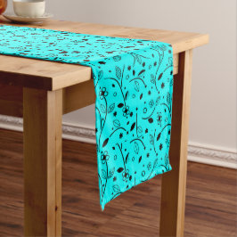 Caminho De Mesa Grande Impressão Floral Decorativa Azul Pastel