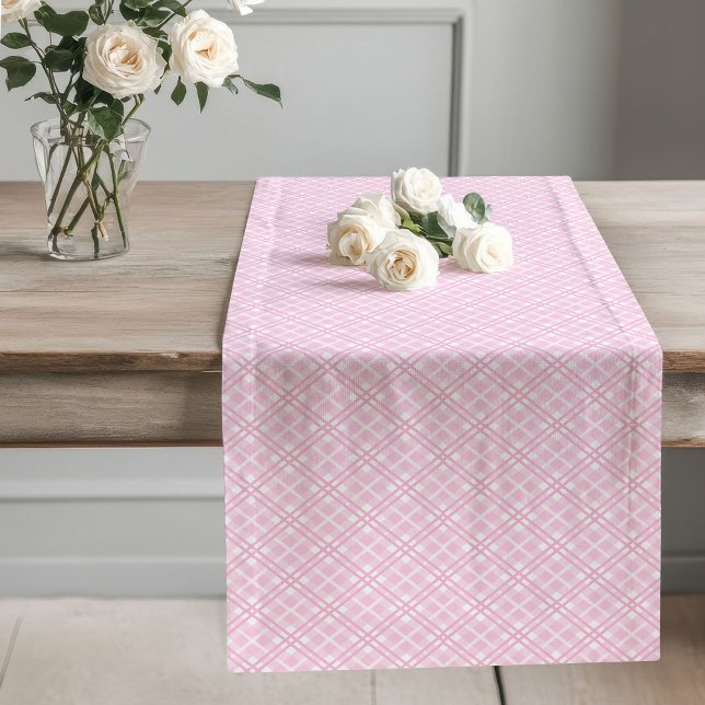 Caminho De Mesa Grande Jantar Diário Cozy Pink Cheque Mesa Runner (Cozy Pink Checkered Table Runner Everyday Dining)