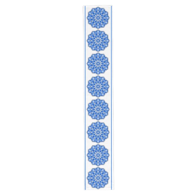 Caminho De Mesa Grande Mandala em azul (Frente)