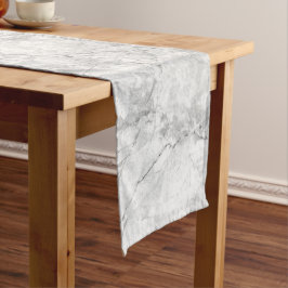 Caminho De Mesa Grande Mármore Branco e Cinza Simples |