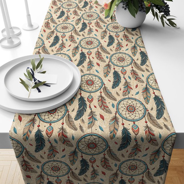 Caminho De Mesa Grande Mesa de Estilo Étnico com Dreamcatcher Motif (Ethnic Style Table Runner with Dreamcatcher Motif)
