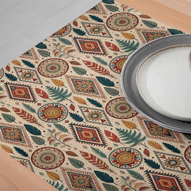 Caminho De Mesa Grande Mesa Geométrica Tribal Runner Decor Étnico-Home (Geometric Tribal Table Runner Ethnic Home Decor)