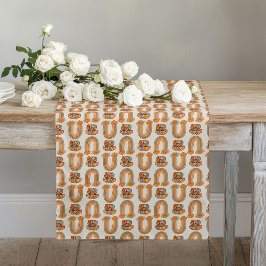 Caminho De Mesa Grande Mid-Century Table Runner Copper & Pink Swirls