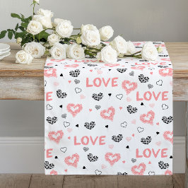 Caminho De Mesa Grande Modern Love Text Sketch Heart Wedding Table Runner