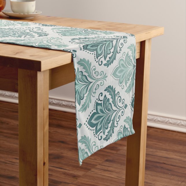 Caminho De Mesa Grande Modern Teal Nordic Damask (No Local)