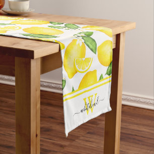 Caminho De Mesa Grande Monograma Elegante De Limão Botânico Citrus