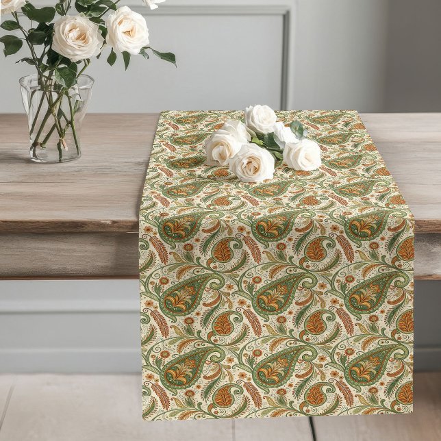 Caminho De Mesa Grande Na moda Paisley Pastel Earthy Boho Jantar (Stylish Paisley Pastel Earthy Boho Dining Accent Long Table Runner)