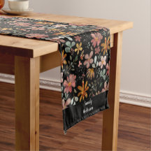 Nome da flor de Cottagecore Mesa negra Runner
