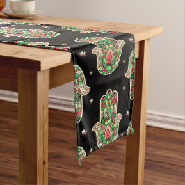 Caminho De Mesa Grande Padrão Temático de Ioga Flor de Lótus Hamsa Abstra