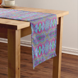 Caminho De Mesa Grande Padrão Trippy Multicolorido Azul Céu Ondulado