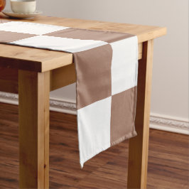 Caminho De Mesa Grande Padrão verificado em branco e Mocha Mousse