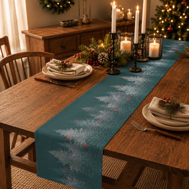 Caminho De Mesa Grande Pano de Mesa Árvores de Natal Rústicas de Inverno (Bring Cozy Christmas Charm to Your Table)