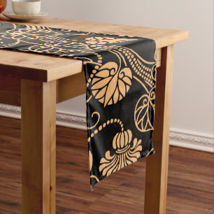 Caminho De Mesa Grande Placemat de Cor Laranja e Pele Preta