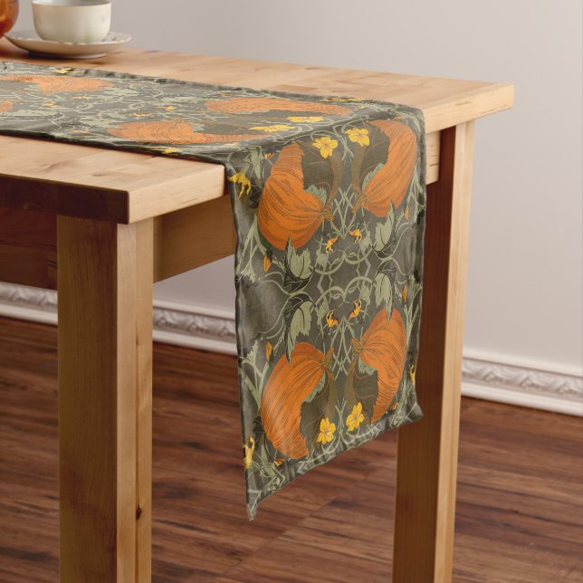 Caminho De Mesa Grande Pumpkin and Vines Cinza Runner (No Local)