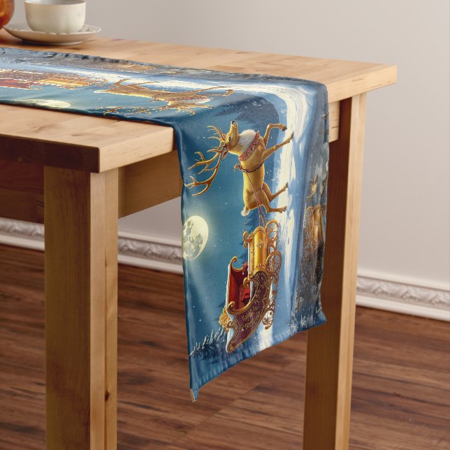 Caminho De Mesa Grande Reindeer Christmas Sleigh Table Runner (No Local)
