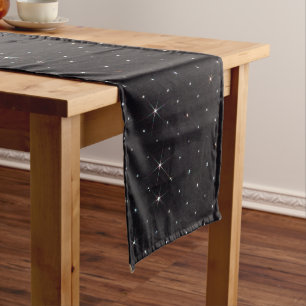 Caminho De Mesa Grande Rinestone Brilhante Material Negro brilhante Diama