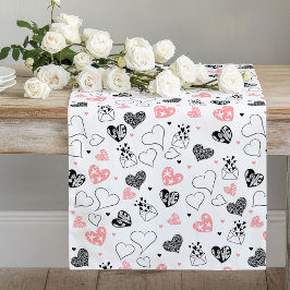 Caminho De Mesa Grande Romantic Love Gift Pink Black Heart Table Runner
