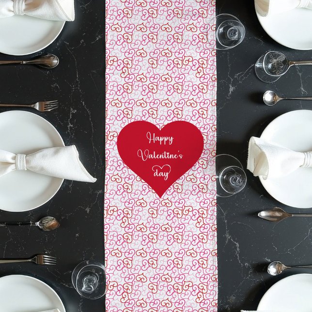 Caminho De Mesa Grande Romantic Valentine Table Runner With Love Hearts (Romantic Valentine Table Runner With Love Hearts)