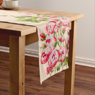 Caminho De Mesa Grande Rosy Abundance em uma Mesa Runner