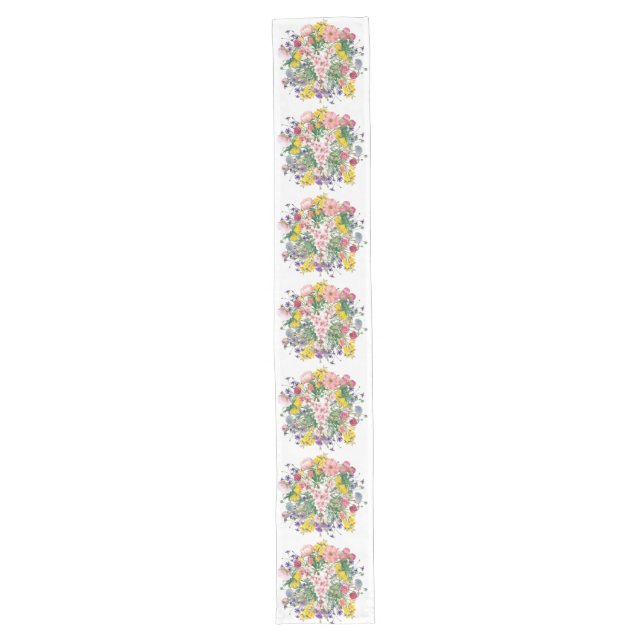 Caminho De Mesa Grande Runner de Mesa de Aquarela de Flores Selvagem (Frente)