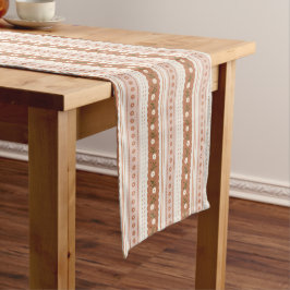 Caminho De Mesa Grande Rustic Terracotta Scallop Floral Stripe