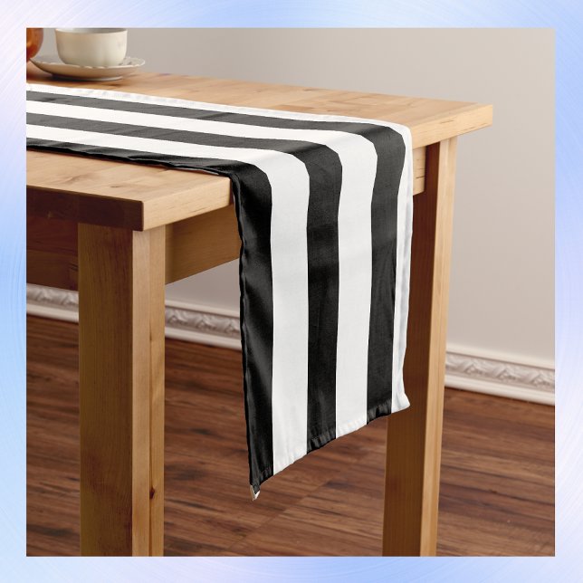 Caminho De Mesa Grande Simples Black and White Stripes | (Criador carregado)
