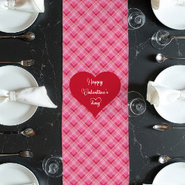Caminho De Mesa Grande Soft Pink Red Hearts Love Gift Table Runner