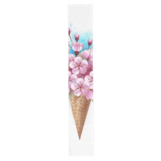 Caminho De Mesa Grande Sorvete Waffle Rosa Sakura Cone (Frente)