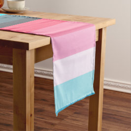 Caminho De Mesa Grande Tiras de cores azuis e rosa