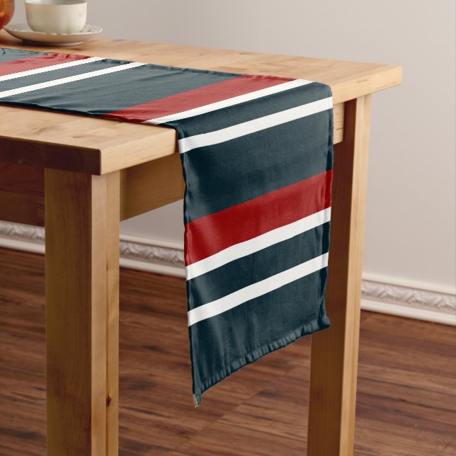 Caminho De Mesa Grande Tiras de uniforme vermelho-azul (No Local)