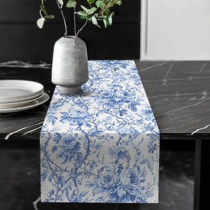 Caminho De Mesa Grande Toalha de Mesa de Rosas Azul de Toile Francês