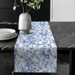 Caminho De Mesa Grande Toalha de Mesa de Rosas Toile Francesas Azuis Atem
