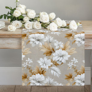 Caminho De Mesa Grande Toalha de Mesa Flores Bege Marfim Branco Terroso