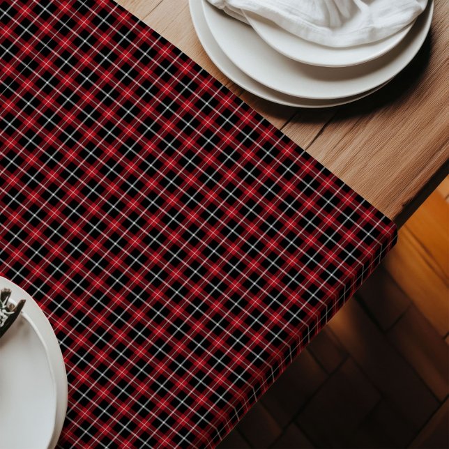 Caminho De Mesa Grande Tradição Red Black Tartan, Runner Mesa Russo (Rustic Table Runner Red Black Tartan Tradition)