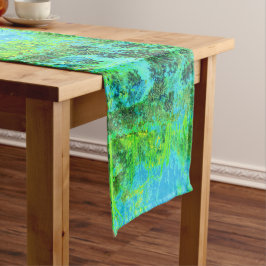 Caminho De Mesa Grande Verde limão Trippy e paisagem de jardim azul