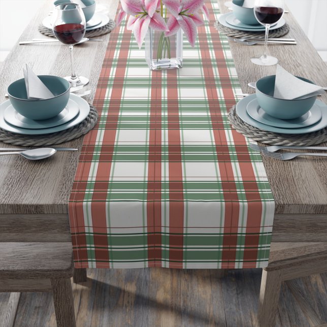 Caminho De Mesa Grande Verde, Vermelho, Xadrez de Natal Branco Gingham (Criador carregado)