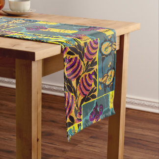 Caminho De Mesa Grande Vibrante Estilo Maximalista com Estampa Floral Rox