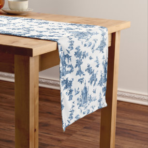 Caminho De Mesa Grande Vintage - Fontes Fantásticas e Árvores Toile-Blue