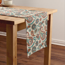 Caminho De Mesa Grande Vintage Paisley em Red Teal Cream