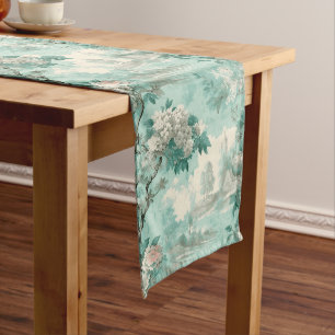 Caminho De Mesa Grande Vintage Rustic Mint Country Toile