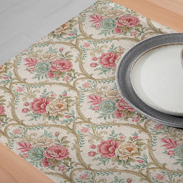 Caminho De Mesa Grande Vintage Victorian Chic Intricate Damask Floral