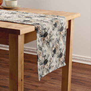 Caminho De Mesa Grande Vintage Watercolor Rosas em bege, preto, creme