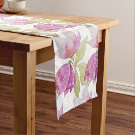 Caminho De Mesa Grande Violeta Rosa Elegante Aquarela Floral Boho