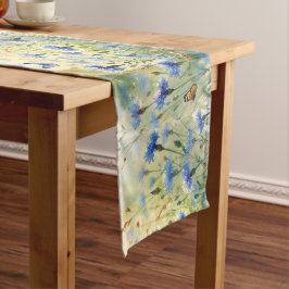 Caminho De Mesa Grande Watercolor Blue Floral Cornflower Alemanha |