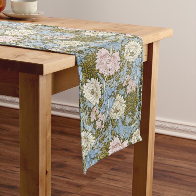 Caminho De Mesa Grande William Morris Chrysanthemum Floral Pattern Foliag (No Local)