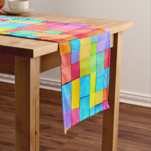 Caminho De Mesa Médio Abstrato Watercolor Art Colorida Bright Summer Mod