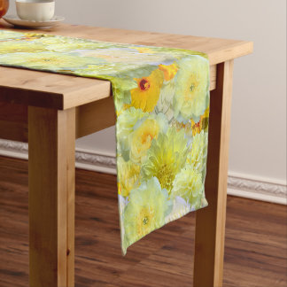 Caminho De Mesa Médio Amarelo alegre floral botânico