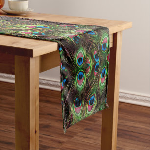 Caminho De Mesa Médio arte deco tee green turquoise paciock feather