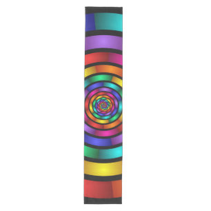 Caminho De Mesa Médio Arte Fractal Arredondada e Psicodélica Colorida Mo